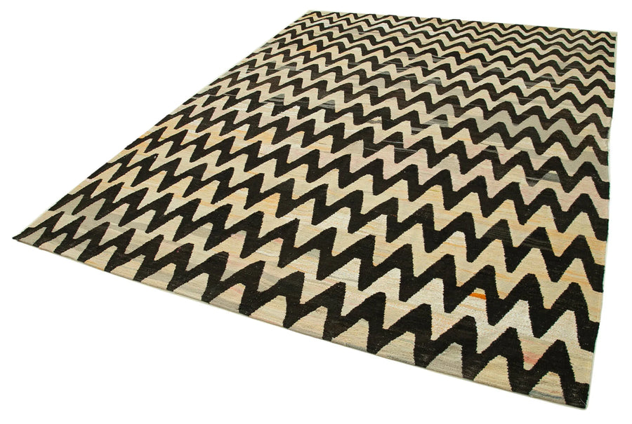 Scrap Bej Geometrik Pamuk Yün El Dokuma Halısı 237x320 Agacan