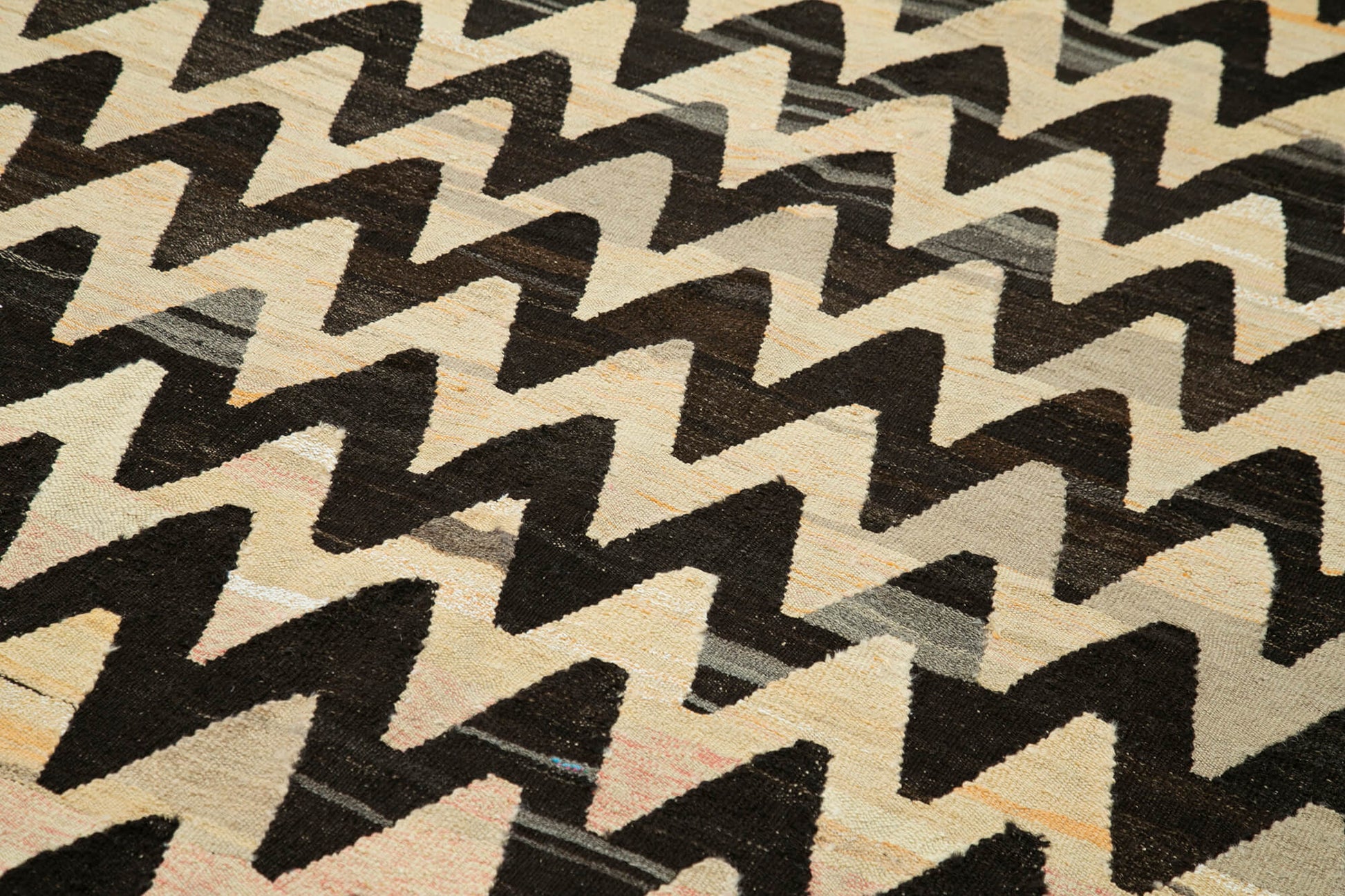 Scrap Bej Geometrik Pamuk Yün El Dokuma Halısı 237x320 Agacan