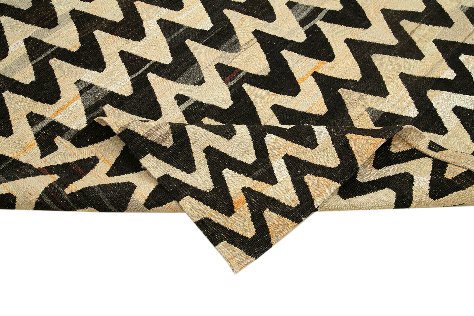 Scrap Bej Geometrik Pamuk Yün El Dokuma Halısı 237x320 Agacan