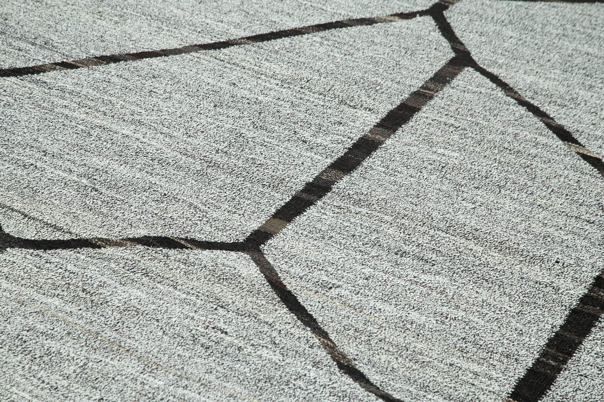 Scrap Gri Geometrik Pamuk Yün El Dokuma Halısı 265x385 Agacan