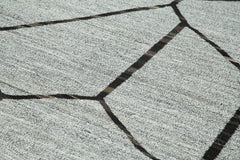 Scrap Gri Geometrik Pamuk Yün El Dokuma Halısı 265x385 Agacan