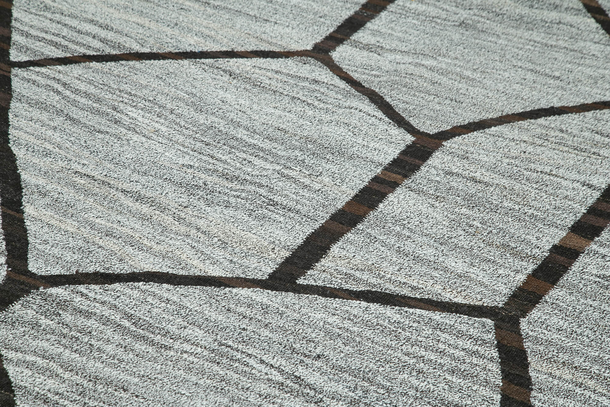 Scrap Gri Geometrik Pamuk Yün El Dokuma Halısı 246x324 Agacan