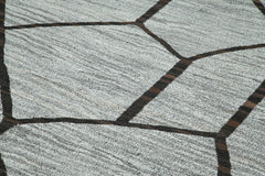 Scrap Gri Geometrik Pamuk Yün El Dokuma Halısı 246x324 Agacan