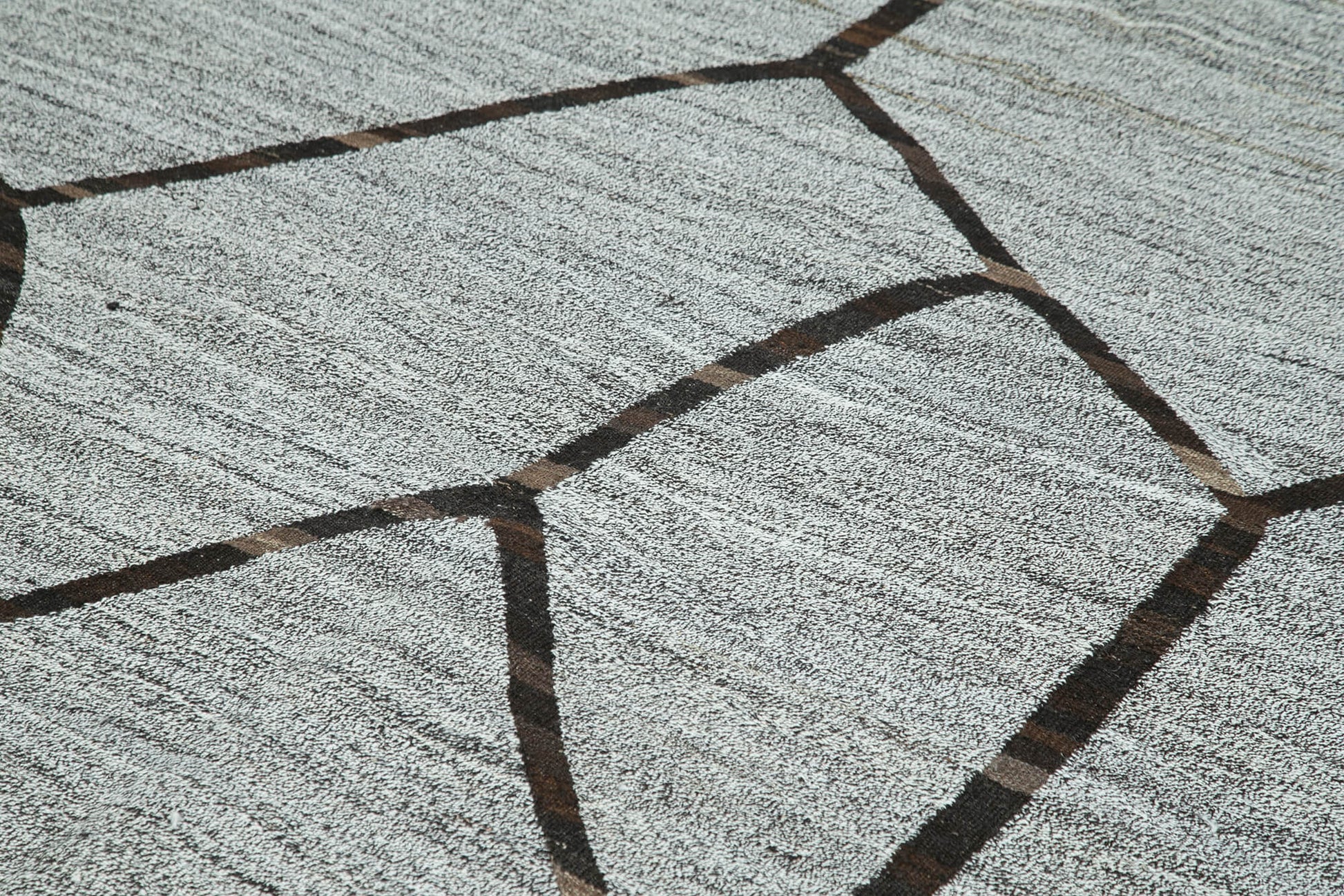 Scrap Gri Geometrik Pamuk Yün El Dokuma Halısı 242x325 Agacan