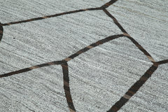 Scrap Gri Geometrik Pamuk Yün El Dokuma Halısı 242x325 Agacan