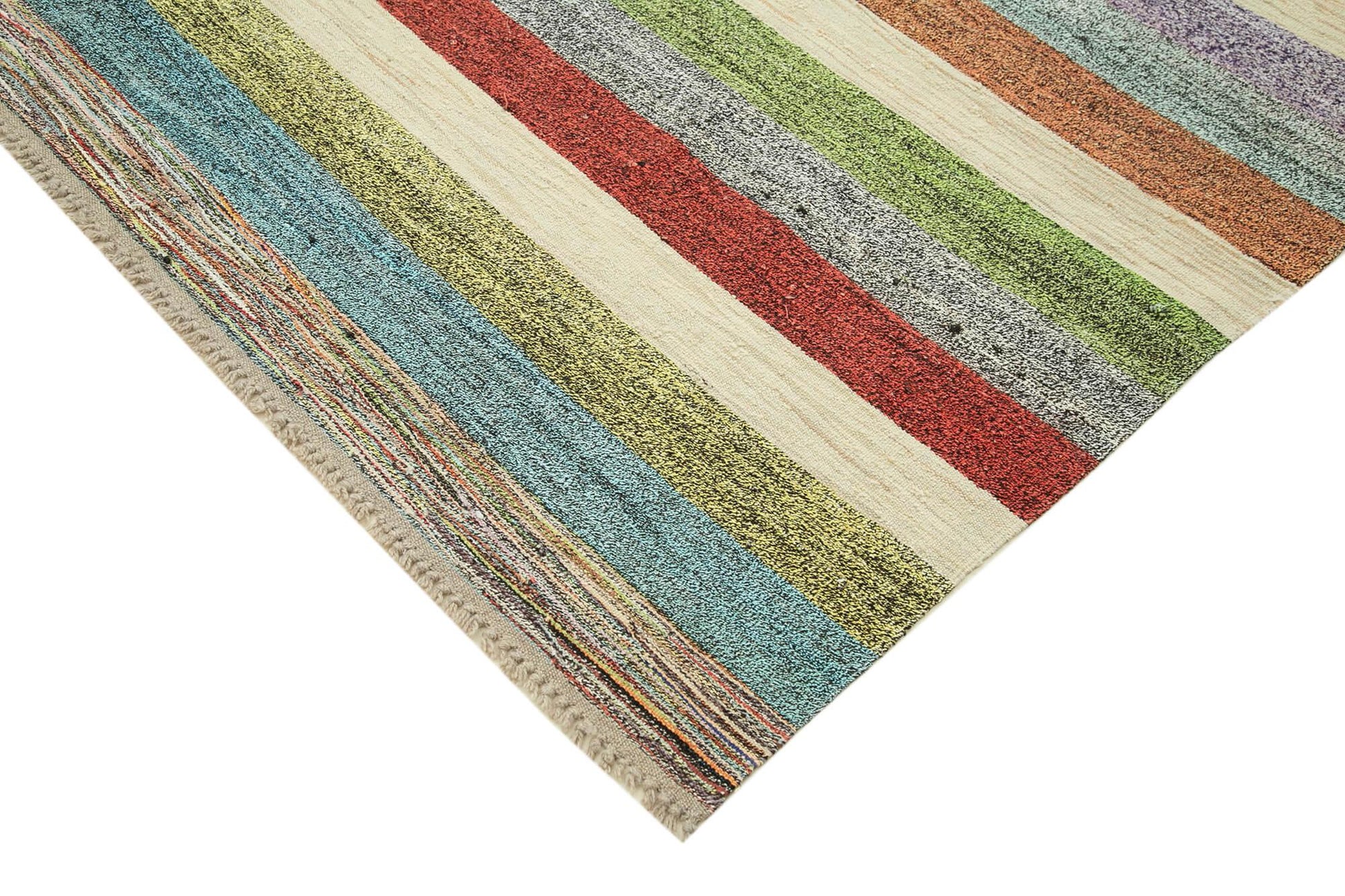 Scrap Fuşya Geometrik Pamuk Yün El Dokuma Halısı 243x320 Agacan