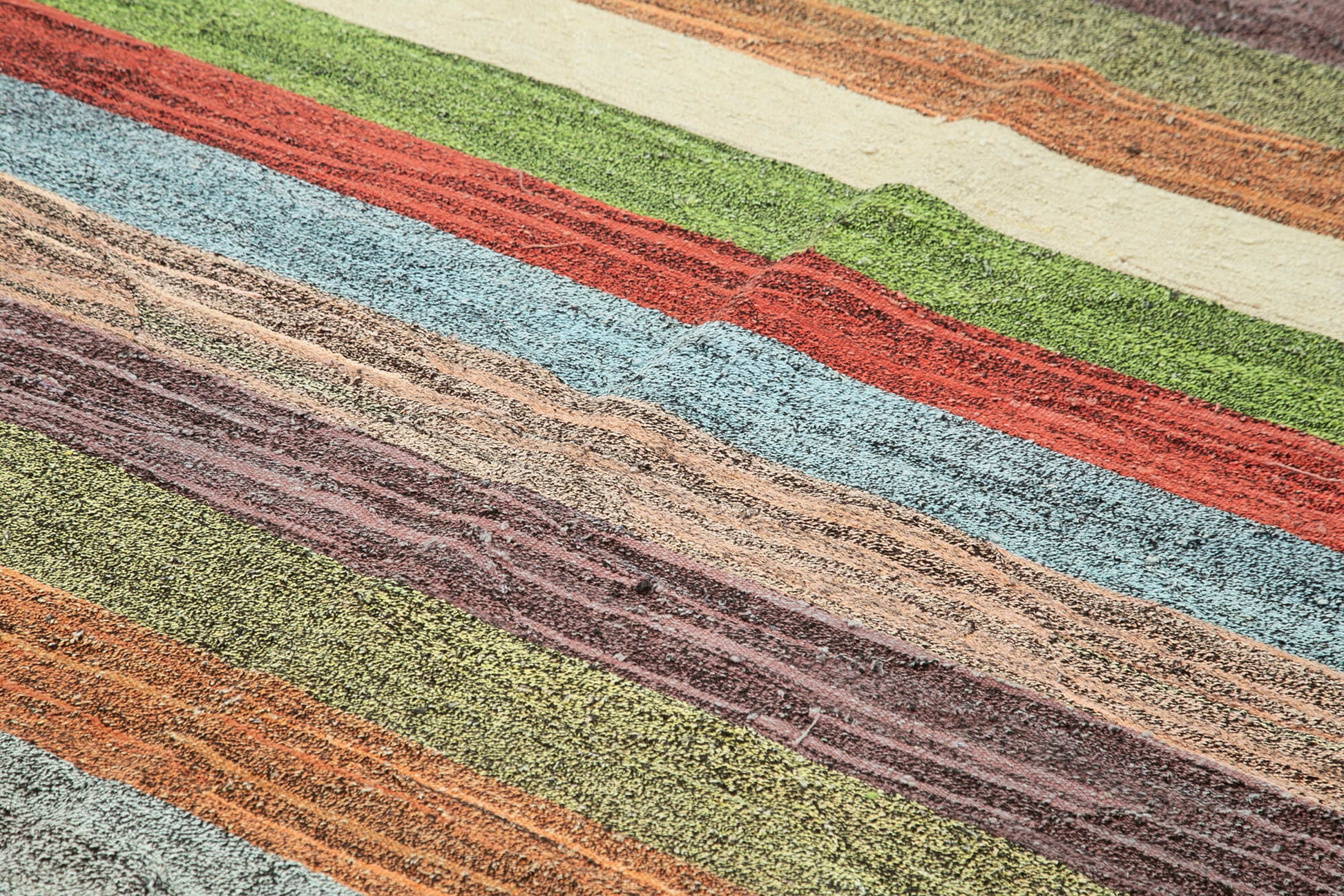 Scrap Yeşil Geometrik Pamuk Yün El Dokuma Halısı 259x331 Agacan