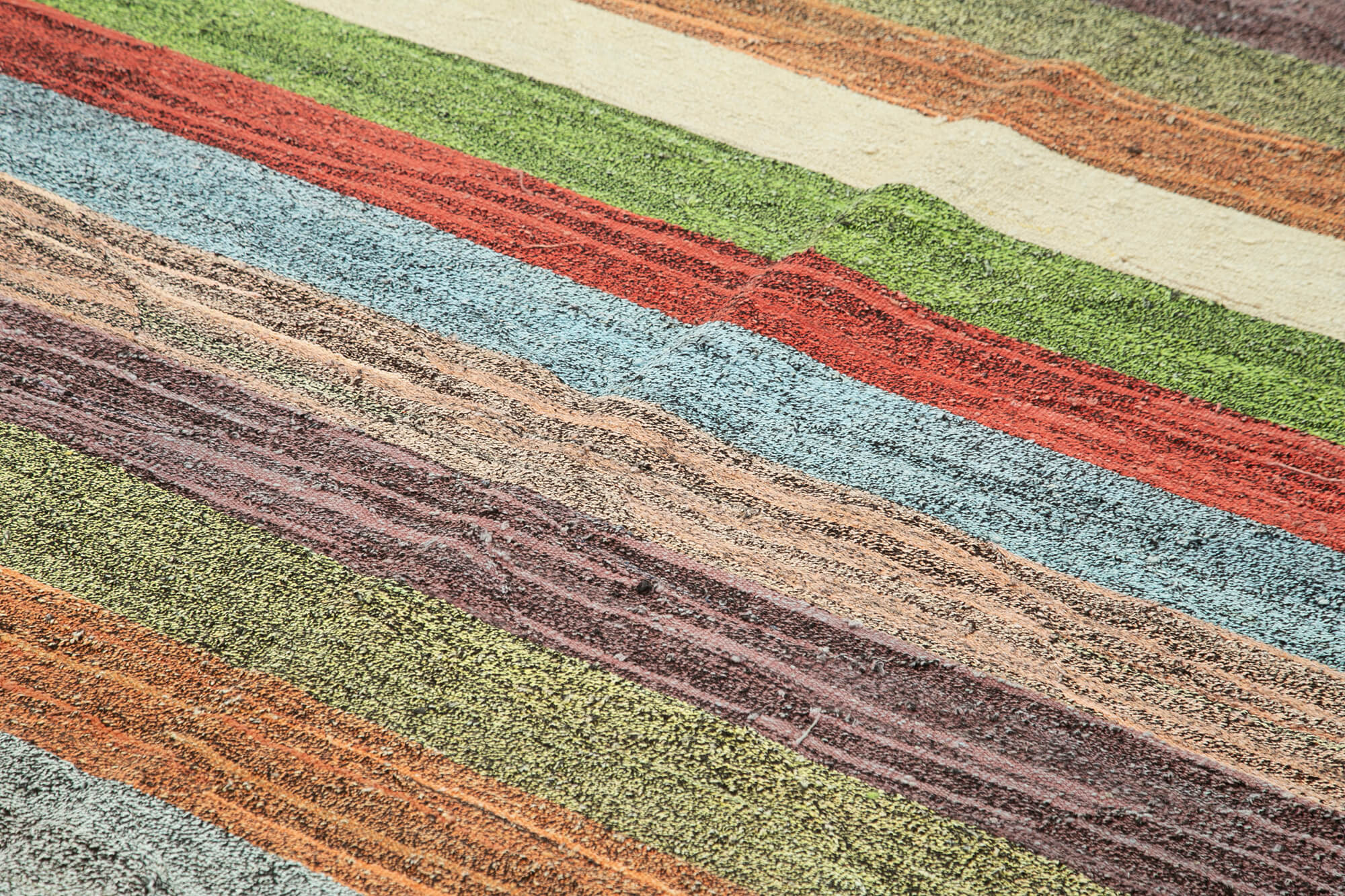 Scrap Yeşil Geometrik Pamuk Yün El Dokuma Halısı 259x331 Agacan