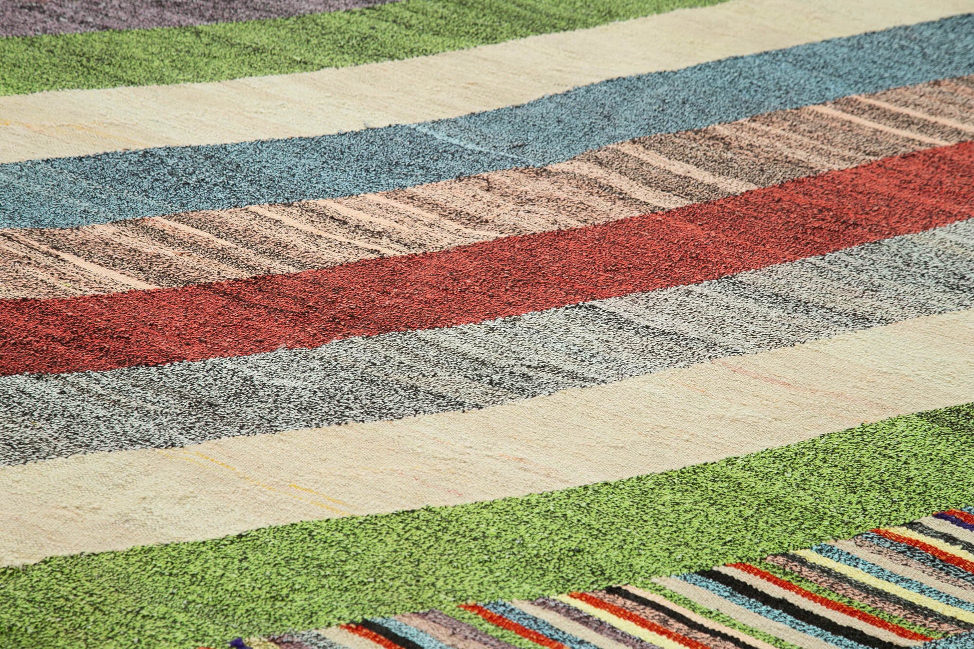 Scrap Mavi Geometrik Pamuk Yün El Dokuma Halısı 261x328 Agacan