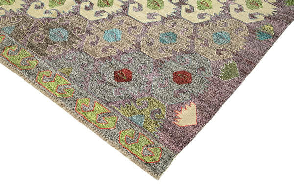 Scrap Siyah Geometrik Pamuk Yün El Dokuma Halısı 314x427 Agacan