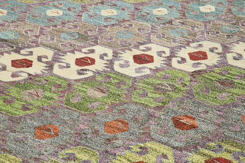 Scrap Siyah Geometrik Pamuk Yün El Dokuma Halısı 314x427 Agacan