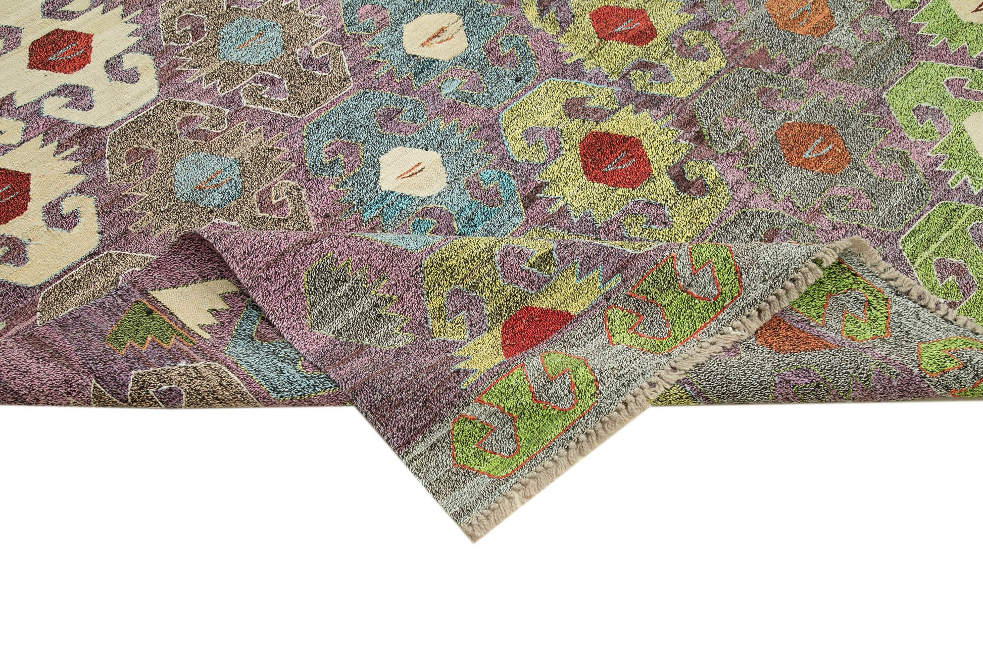 Scrap Siyah Geometrik Pamuk Yün El Dokuma Halısı 314x427 Agacan