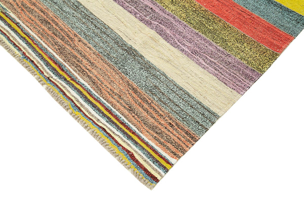Scrap Beyaz Geometrik Pamuk Yün El Dokuma Halısı 261x335 Agacan
