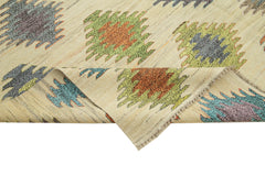 Scrap Yeşil Geometrik Pamuk Yün El Dokuma Halısı 242x317 Agacan