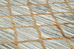 Scrap Yeşil Geometrik Pamuk Yün El Dokuma Halısı 248x307 Agacan