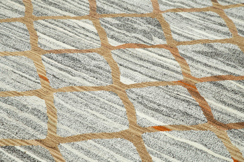 Scrap Yeşil Geometrik Pamuk Yün El Dokuma Halısı 248x307 Agacan