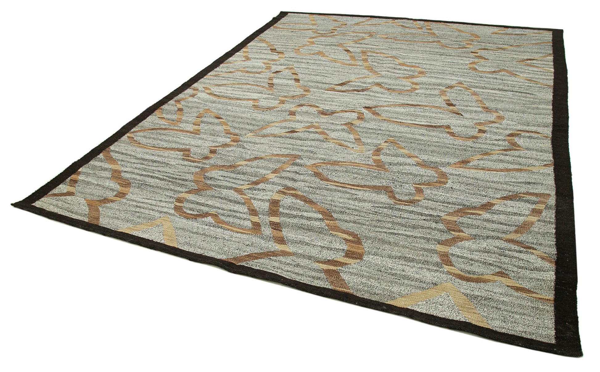 Scrap Mavi Geometrik Pamuk Yün El Dokuma Halısı 237x307 Agacan