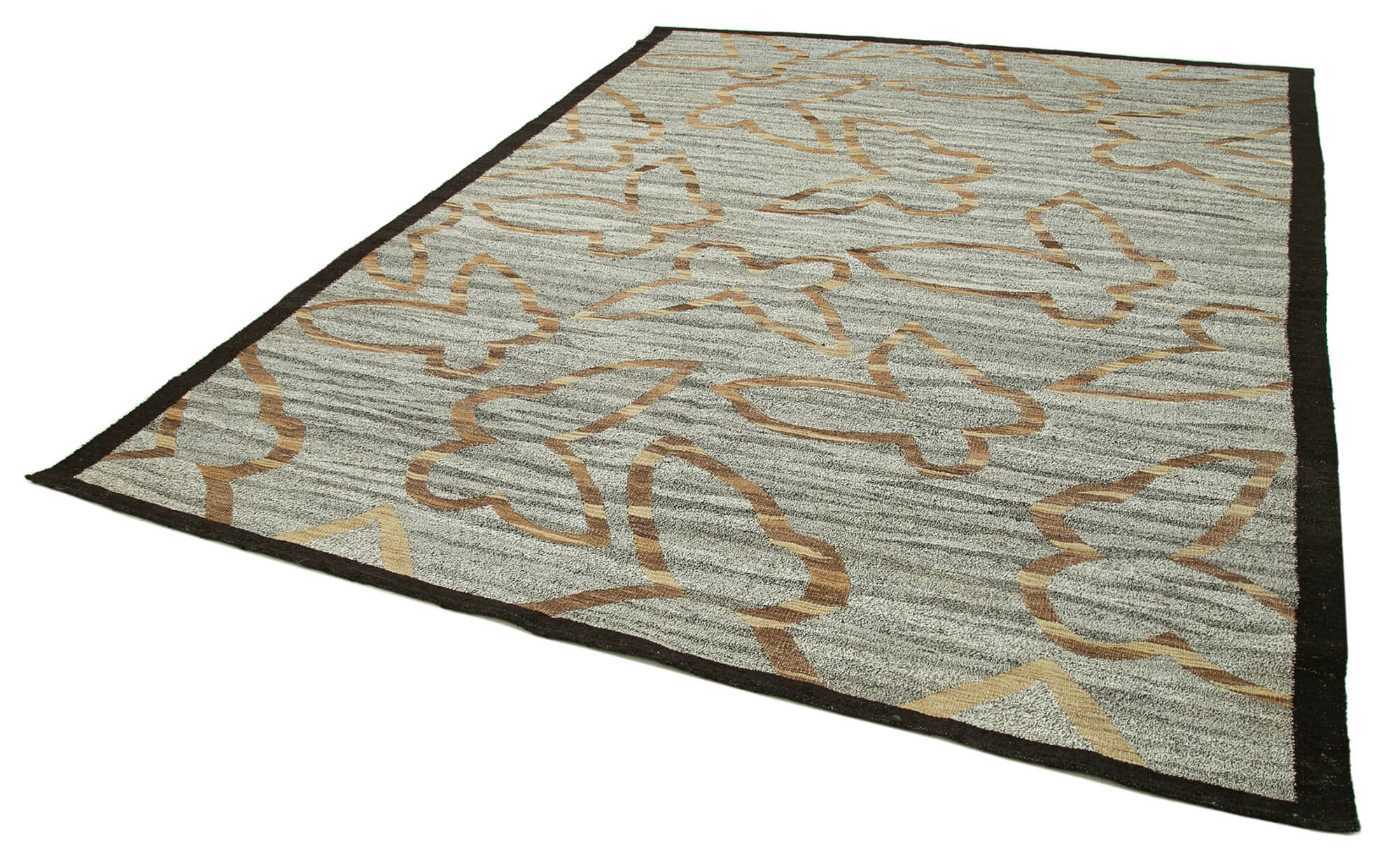 Scrap Mavi Geometrik Pamuk Yün El Dokuma Halısı 237x307 Agacan