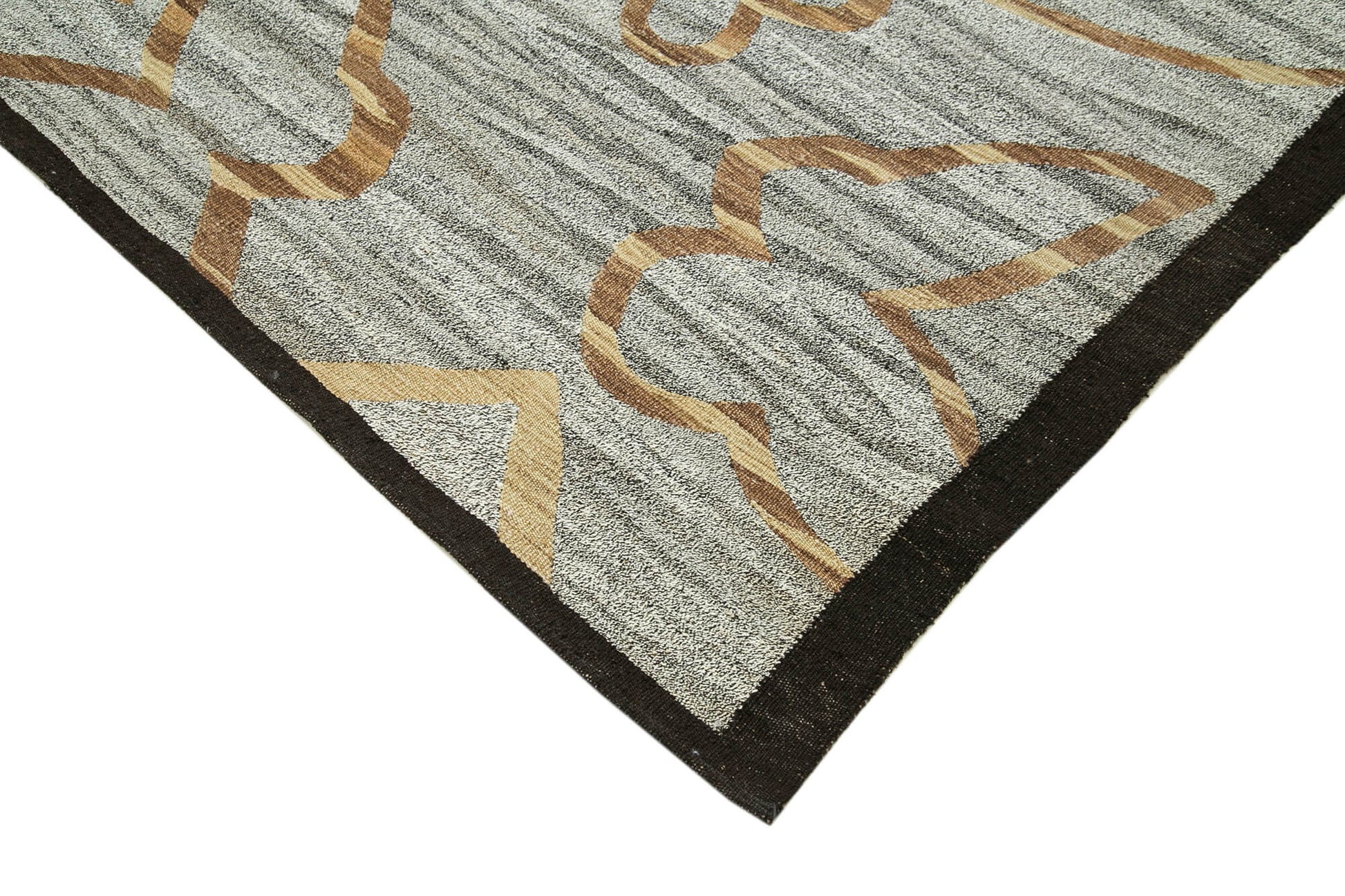 Scrap Mavi Geometrik Pamuk Yün El Dokuma Halısı 237x307 Agacan