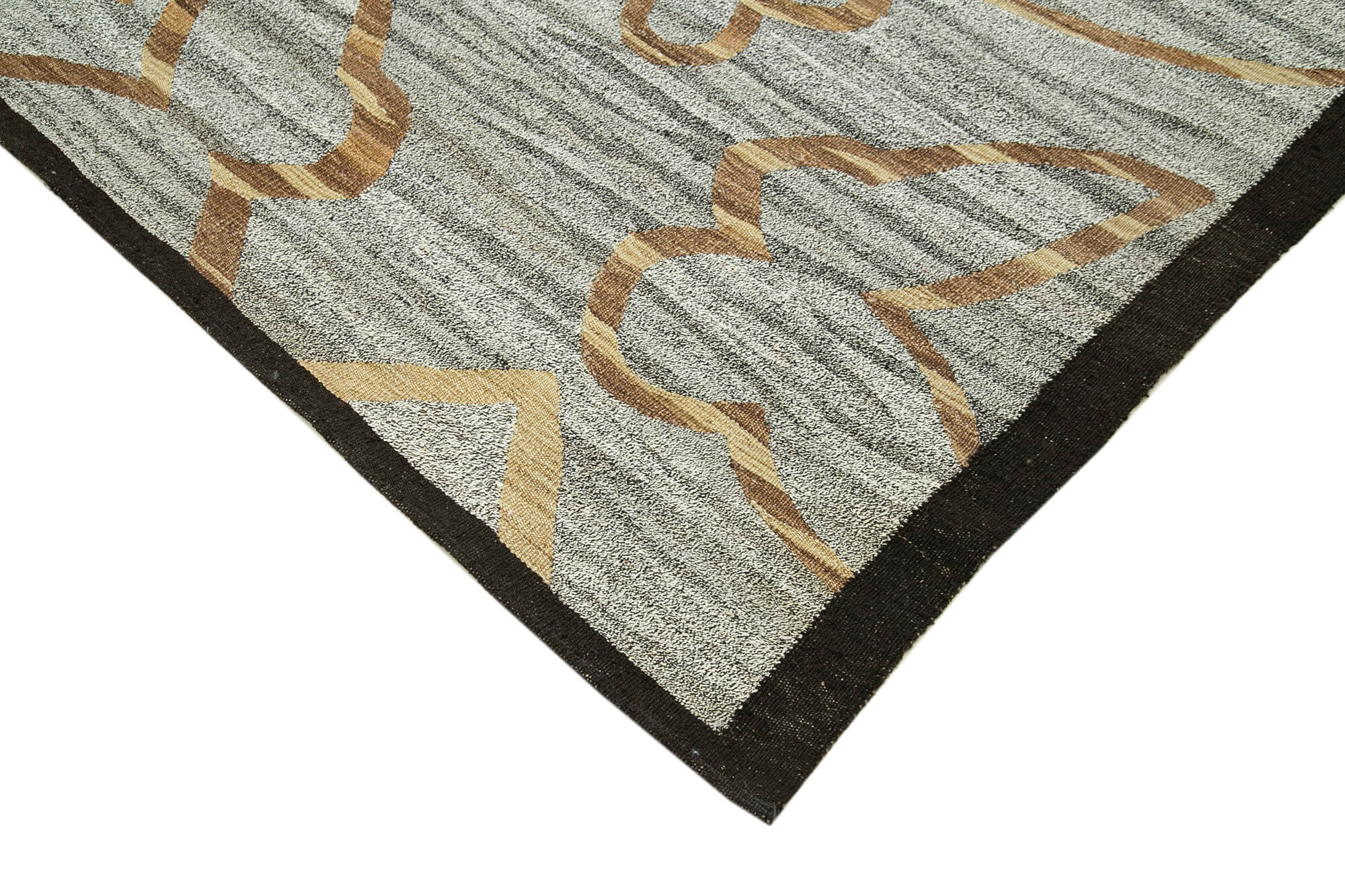 Scrap Mavi Geometrik Pamuk Yün El Dokuma Halısı 237x307 Agacan