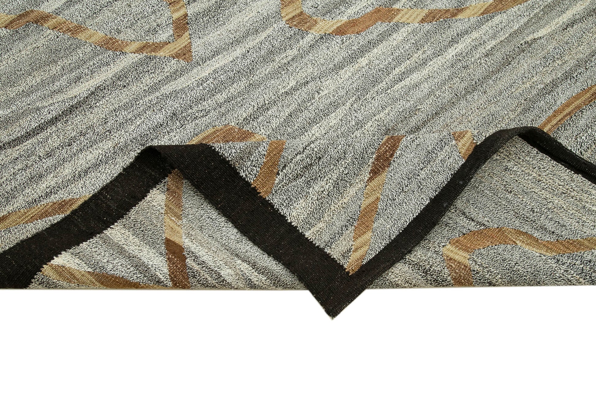 Scrap Mavi Geometrik Pamuk Yün El Dokuma Halısı 237x307 Agacan