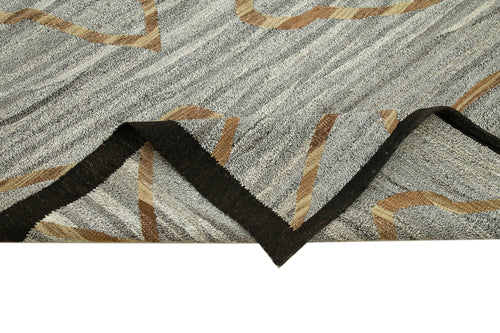 Scrap Mavi Geometrik Pamuk Yün El Dokuma Halısı 237x307 Agacan