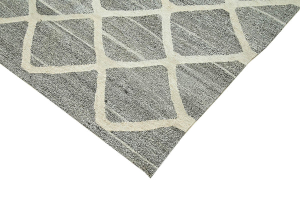 Scrap Sarı Geometrik Pamuk Yün El Dokuma Halısı 243x308 Agacan