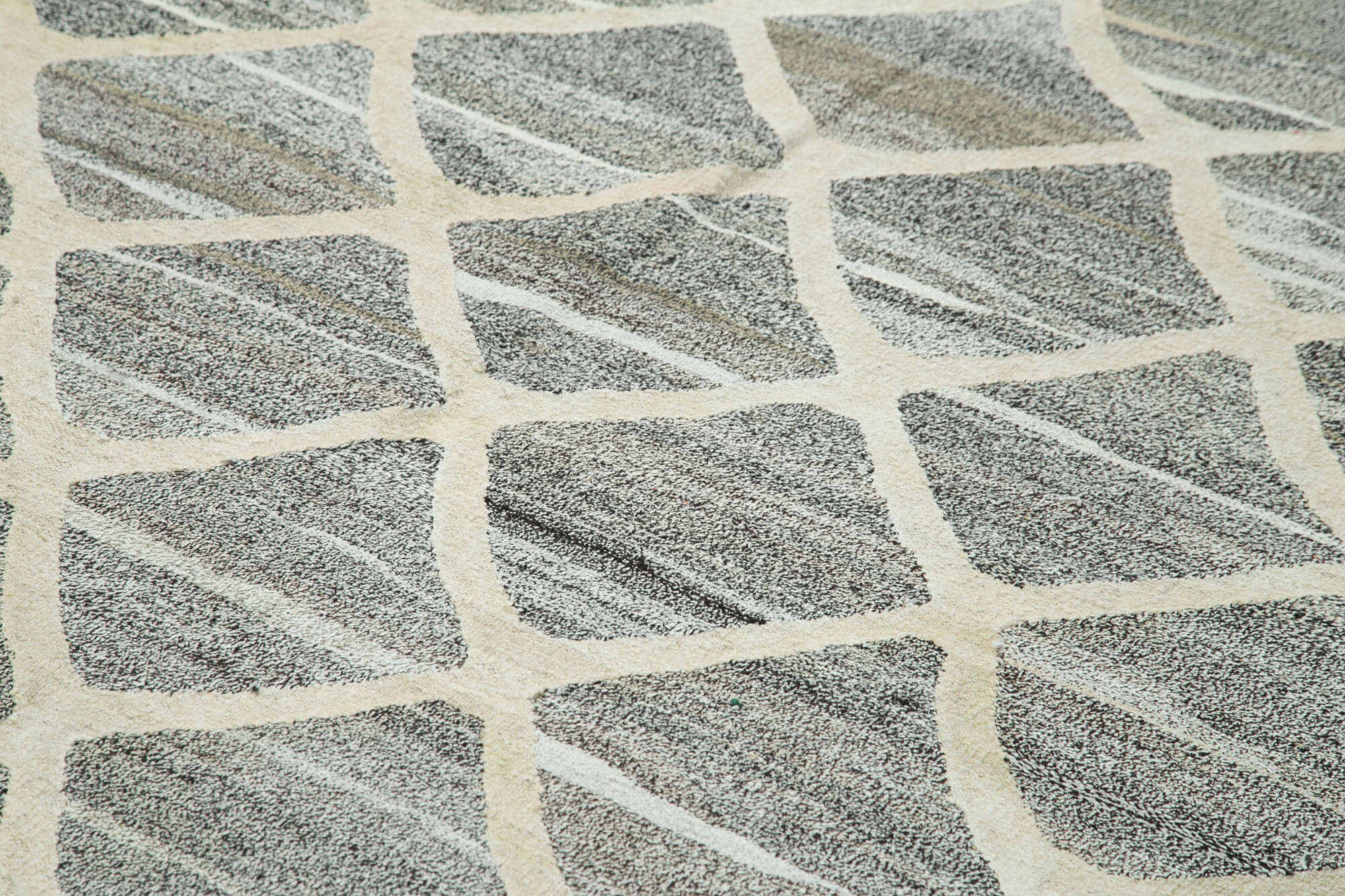 Scrap Sarı Geometrik Pamuk Yün El Dokuma Halısı 243x308 Agacan