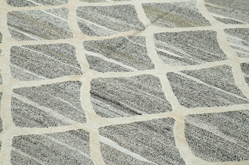 Scrap Sarı Geometrik Pamuk Yün El Dokuma Halısı 243x308 Agacan