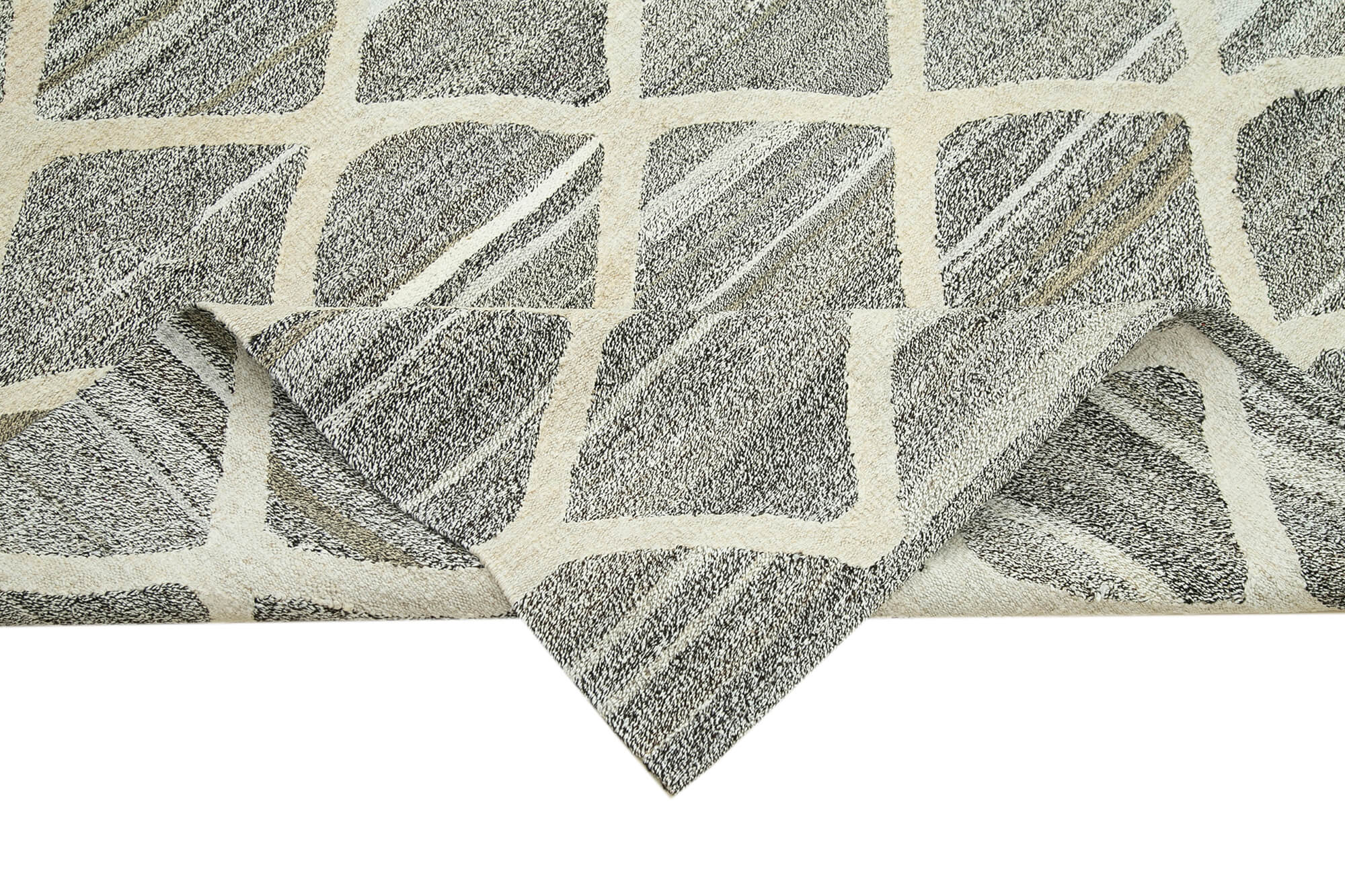 Scrap Sarı Geometrik Pamuk Yün El Dokuma Halısı 243x308 Agacan