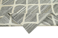 Scrap Sarı Geometrik Pamuk Yün El Dokuma Halısı 243x308 Agacan