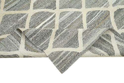 Scrap Sarı Geometrik Pamuk Yün El Dokuma Halısı 243x308 Agacan