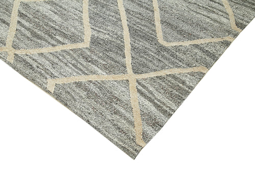 Scrap Gri Geometrik Pamuk Yün El Dokuma Halısı 240x300 Agacan