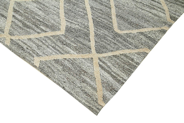 Scrap Gri Geometrik Pamuk Yün El Dokuma Halısı 240x300 Agacan