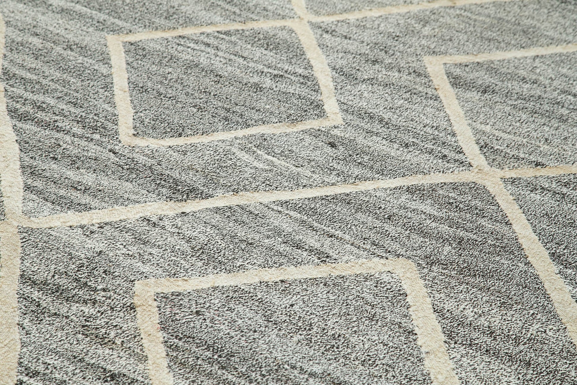 Scrap Gri Geometrik Pamuk Yün El Dokuma Halısı 240x300 Agacan