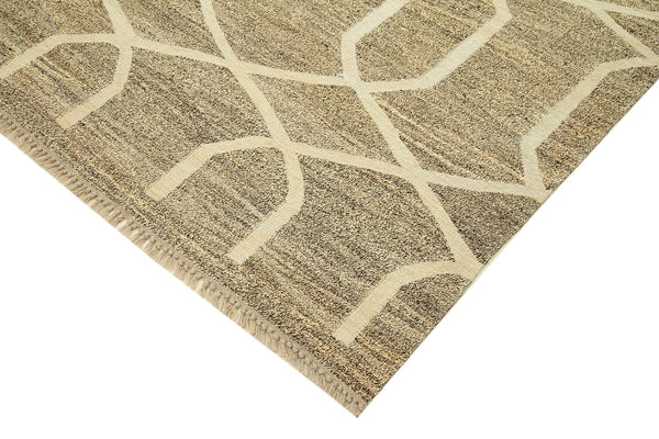 Scrap Bej Geometrik Pamuk Yün El Dokuma Halısı 250x311 Agacan