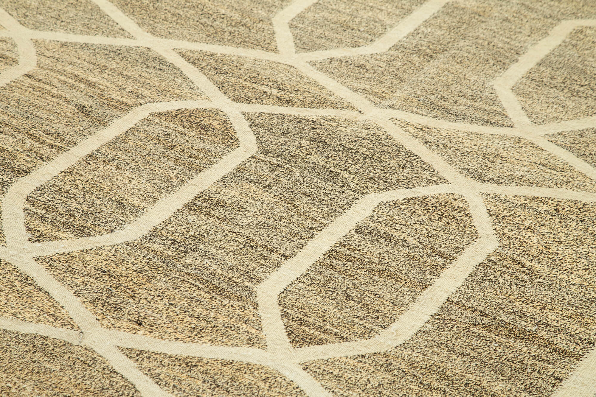 Scrap Bej Geometrik Pamuk Yün El Dokuma Halısı 250x311 Agacan