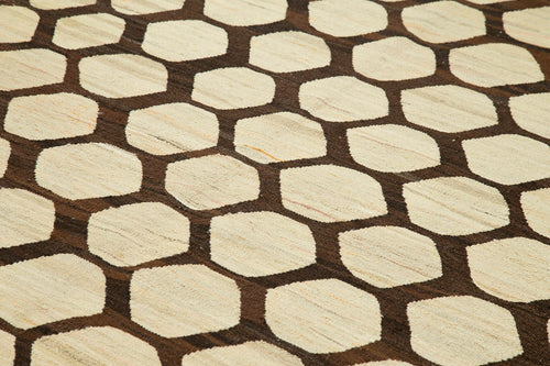 Scrap Turuncu Geometrik Pamuk Yün El Dokuma Halısı 247x312 Agacan