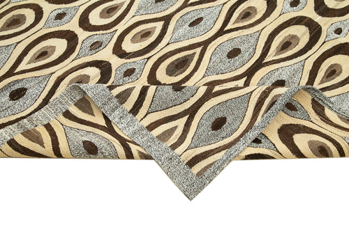 Scrap Fuşya Geometrik Pamuk Yün El Dokuma Halısı 246x324 Agacan