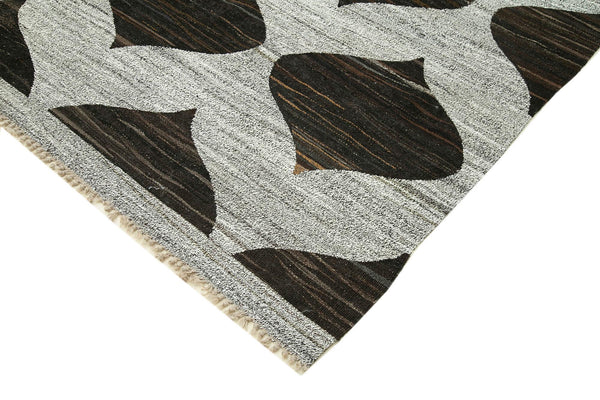 Scrap Yeşil Geometrik Pamuk Yün El Dokuma Halısı 241x315 Agacan