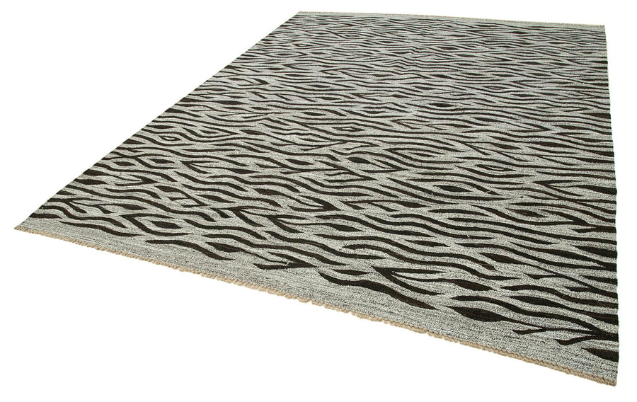 Scrap Mavi Geometrik Pamuk Yün El Dokuma Halısı 250x324 Agacan
