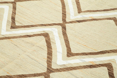 Scrap Sarı Geometrik Pamuk Yün El Dokuma Halısı 250x320 Agacan