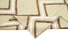 Scrap Sarı Geometrik Pamuk Yün El Dokuma Halısı 250x320 Agacan