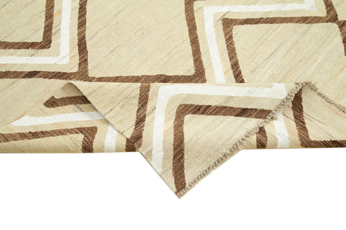 Scrap Sarı Geometrik Pamuk Yün El Dokuma Halısı 250x320 Agacan