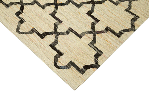 Scrap Siyah Geometrik Pamuk Yün El Dokuma Halısı 241x305 Agacan
