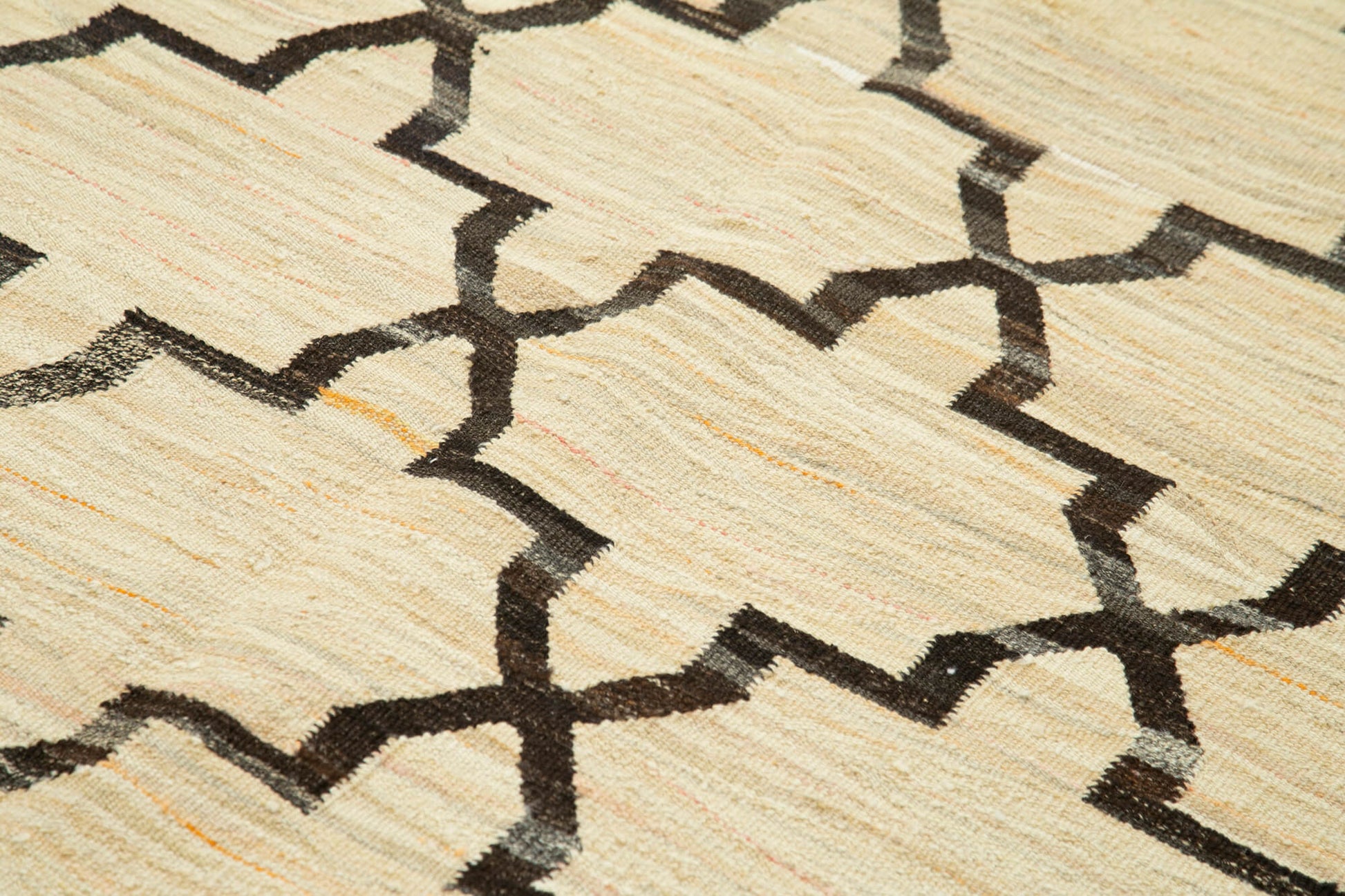 Scrap Siyah Geometrik Pamuk Yün El Dokuma Halısı 241x305 Agacan