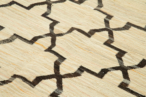 Scrap Siyah Geometrik Pamuk Yün El Dokuma Halısı 241x305 Agacan