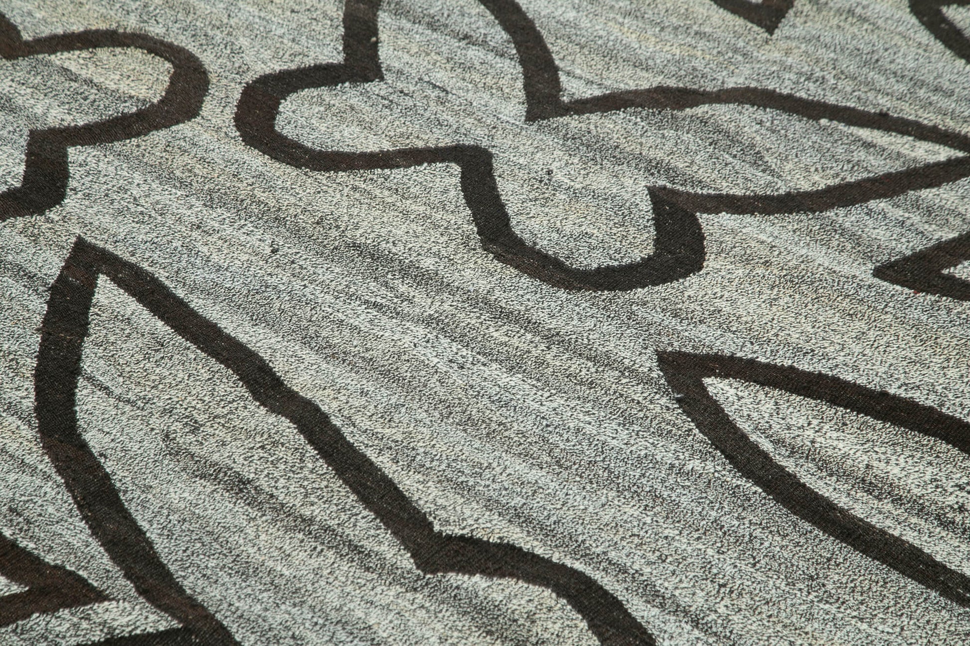 Scrap Gri Geometrik Pamuk Yün El Dokuma Halısı 250x307 Agacan