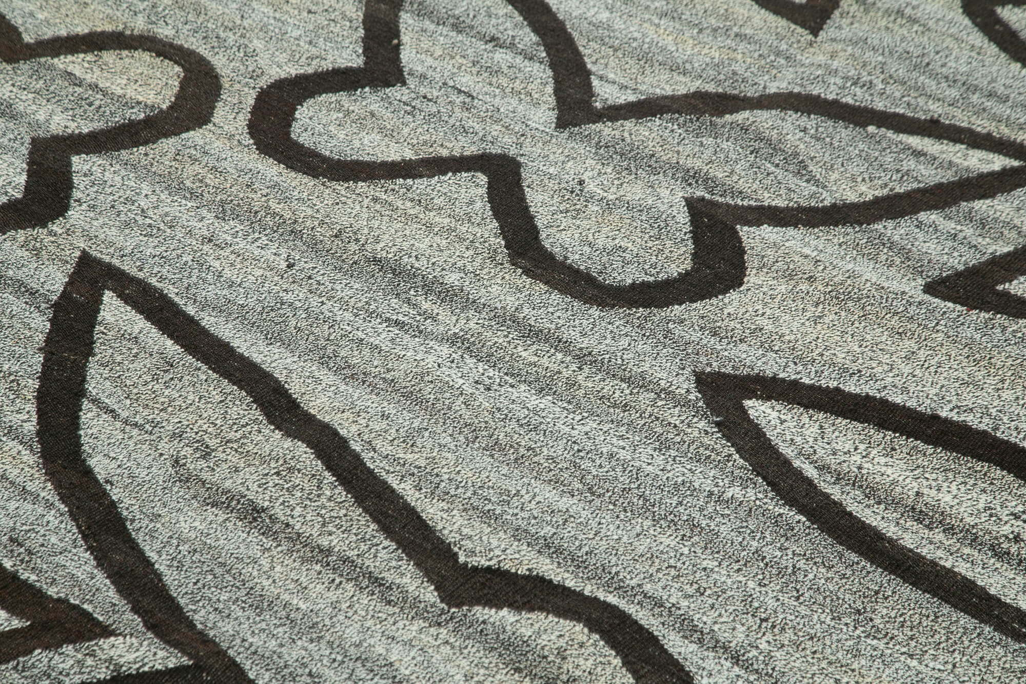 Scrap Gri Geometrik Pamuk Yün El Dokuma Halısı 250x307 Agacan