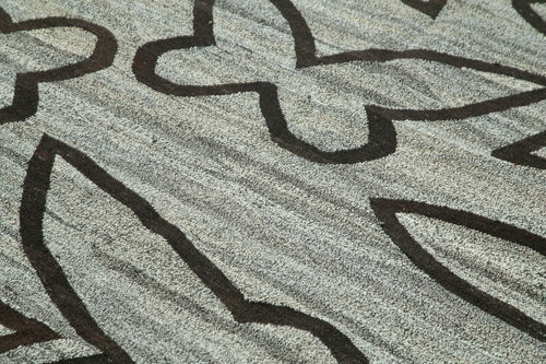 Scrap Gri Geometrik Pamuk Yün El Dokuma Halısı 250x307 Agacan